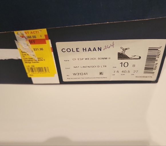 Cole Haan Linen Gold Espadrille Wedges Size 10 NIB - Picture 12 of 13